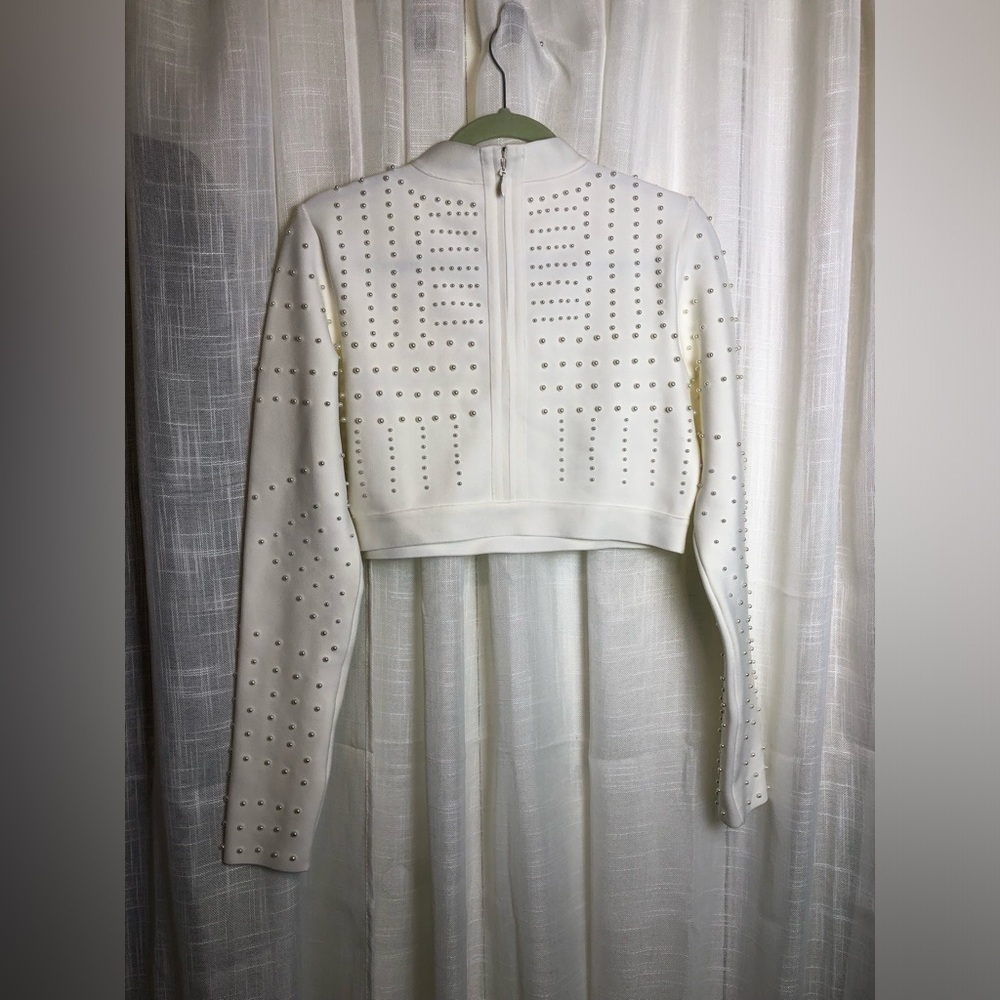 VENUS White Studded Crop Top. NWT size Large - Picture 13 of 16